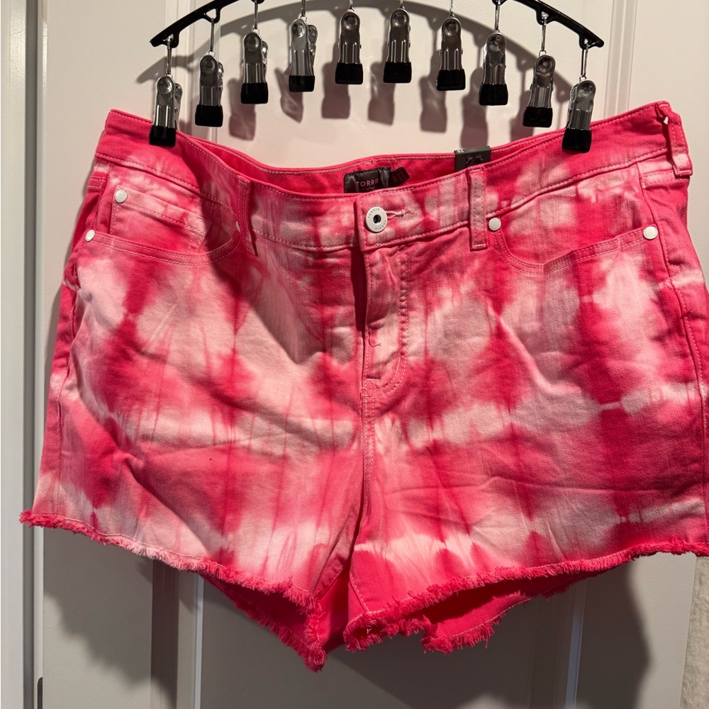 Torrid Pink Tie-Dye Jean Shorts